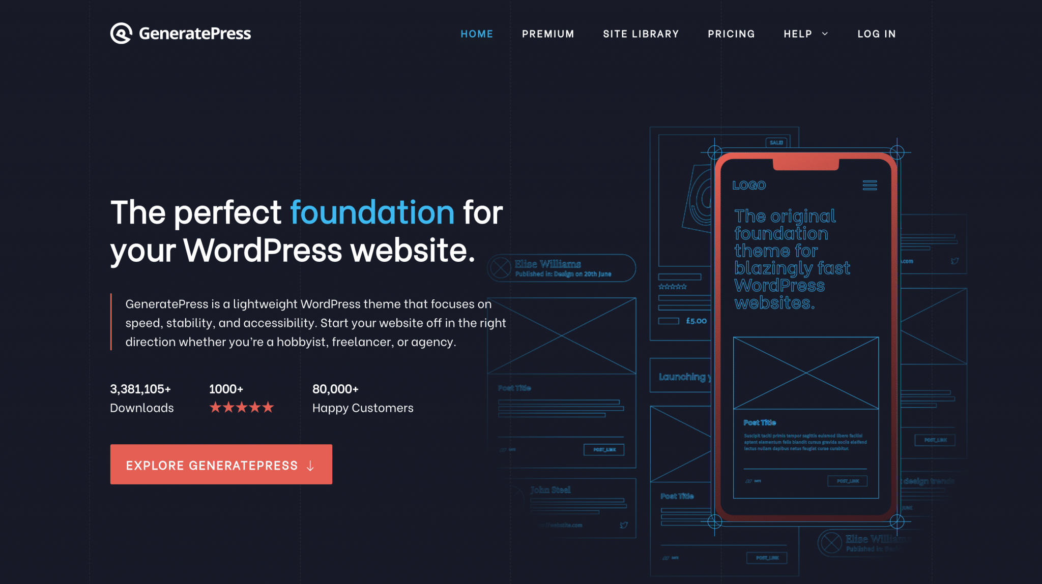 GeneratePress theme homepage.