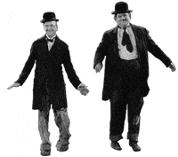 Laurel and Hardy dancing.
