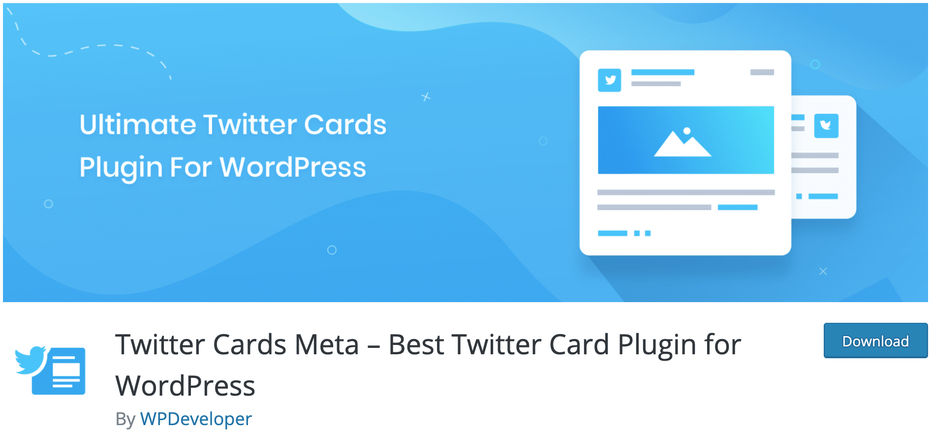 Twitter Cards Meta - Best Twitter Card Plugin for WordPress on the official repository.