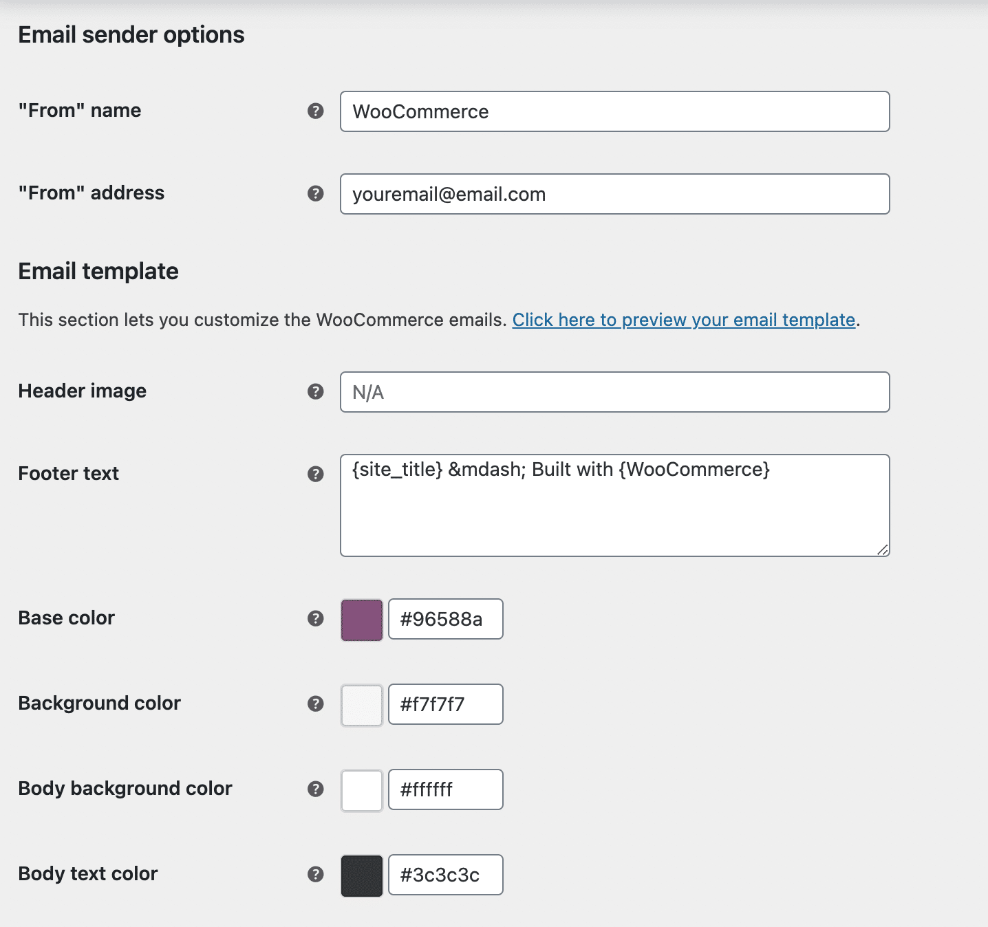 Emails tab in the WooCommerce settings.