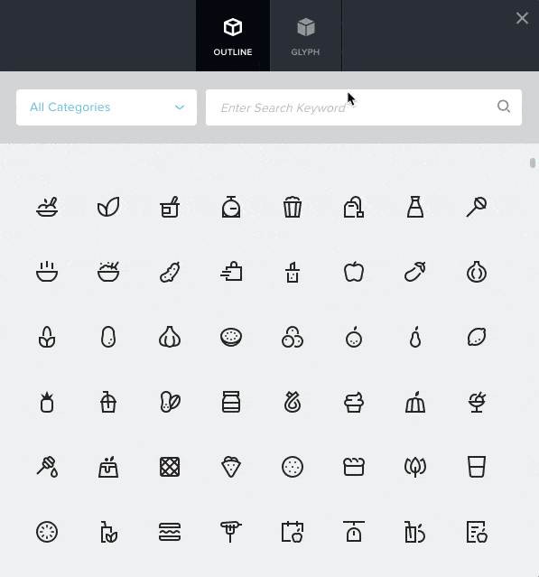 Brizy page builder icons.