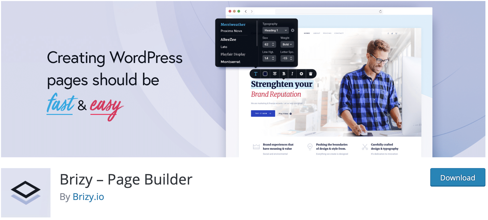 Brizy page builder to download on the WordPress plugin directory.