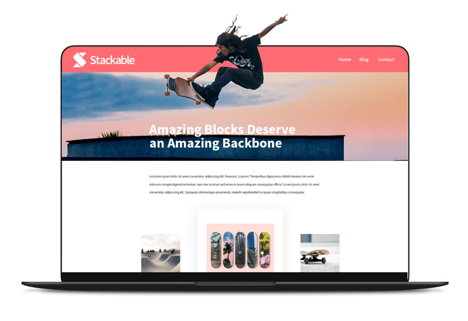 Preview of the WordPress Stackable theme.
