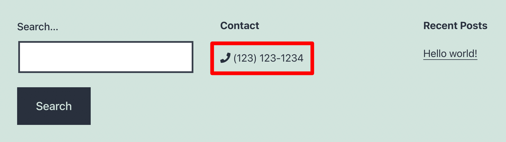 Contact widget with a WordPress icon font.
