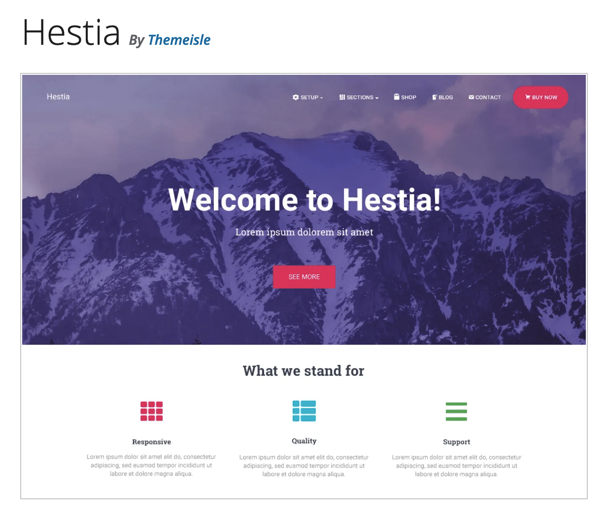 The Hestia WordPress theme to download on the official directory.