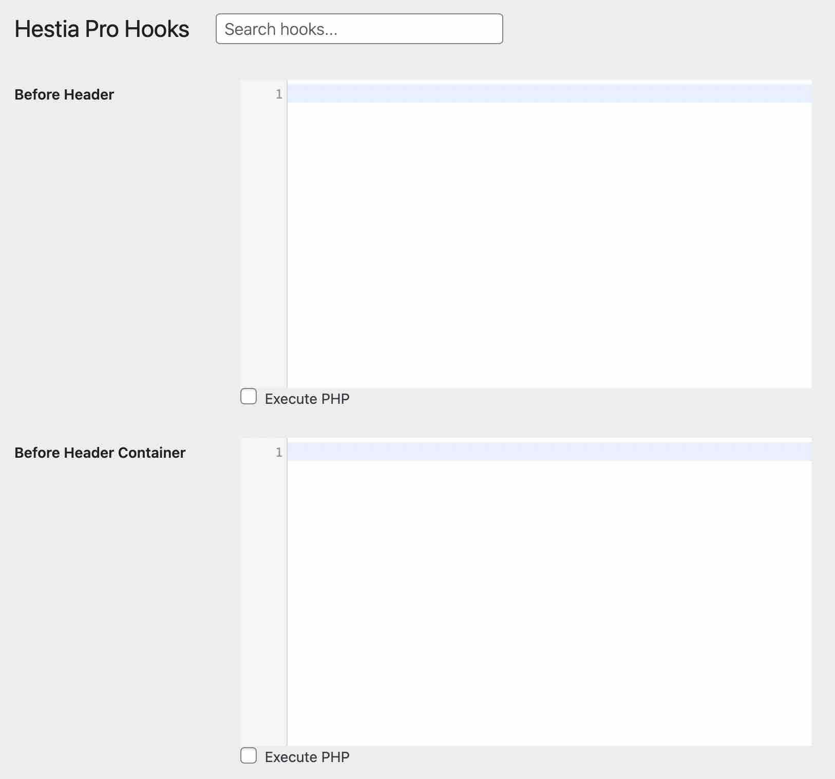 Hestia Pro Hooks before header and before header container.