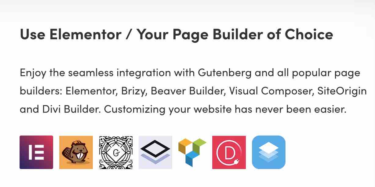Page builder compatibility with the Hestia WordPress theme.