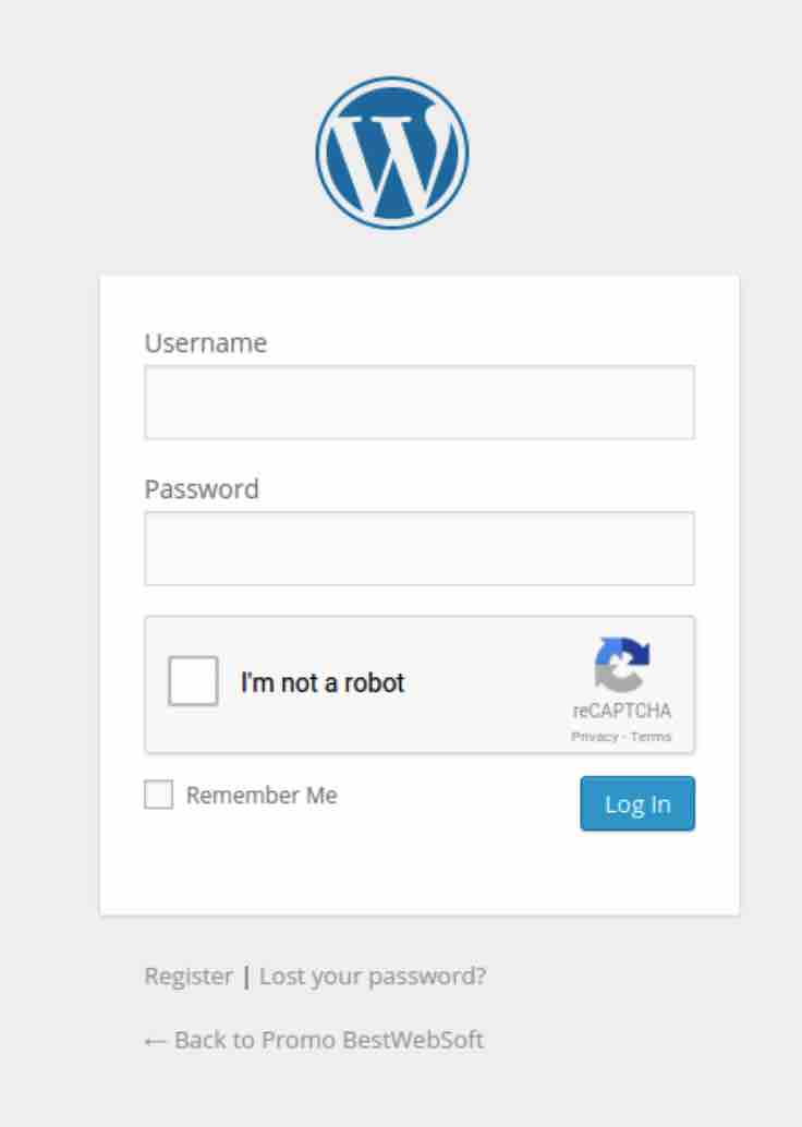 The login form with the reCaptcha plugin.