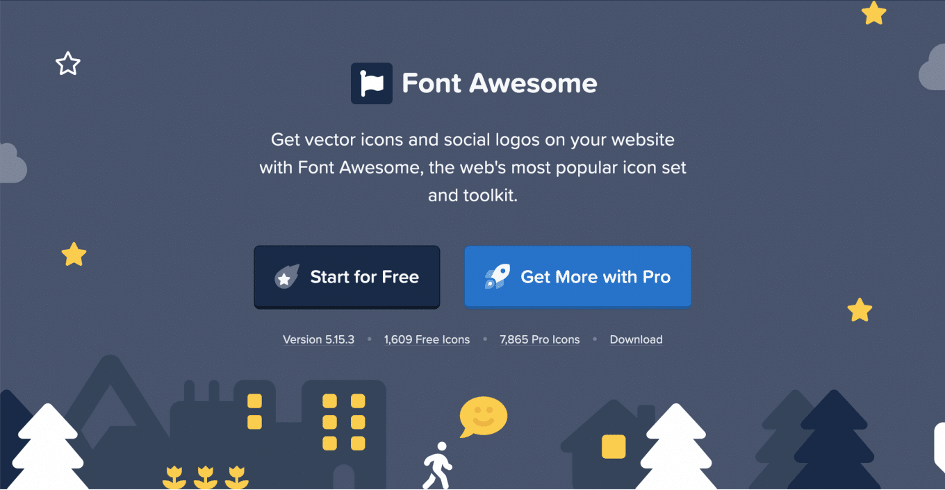 Font Awesome website's homepage.
