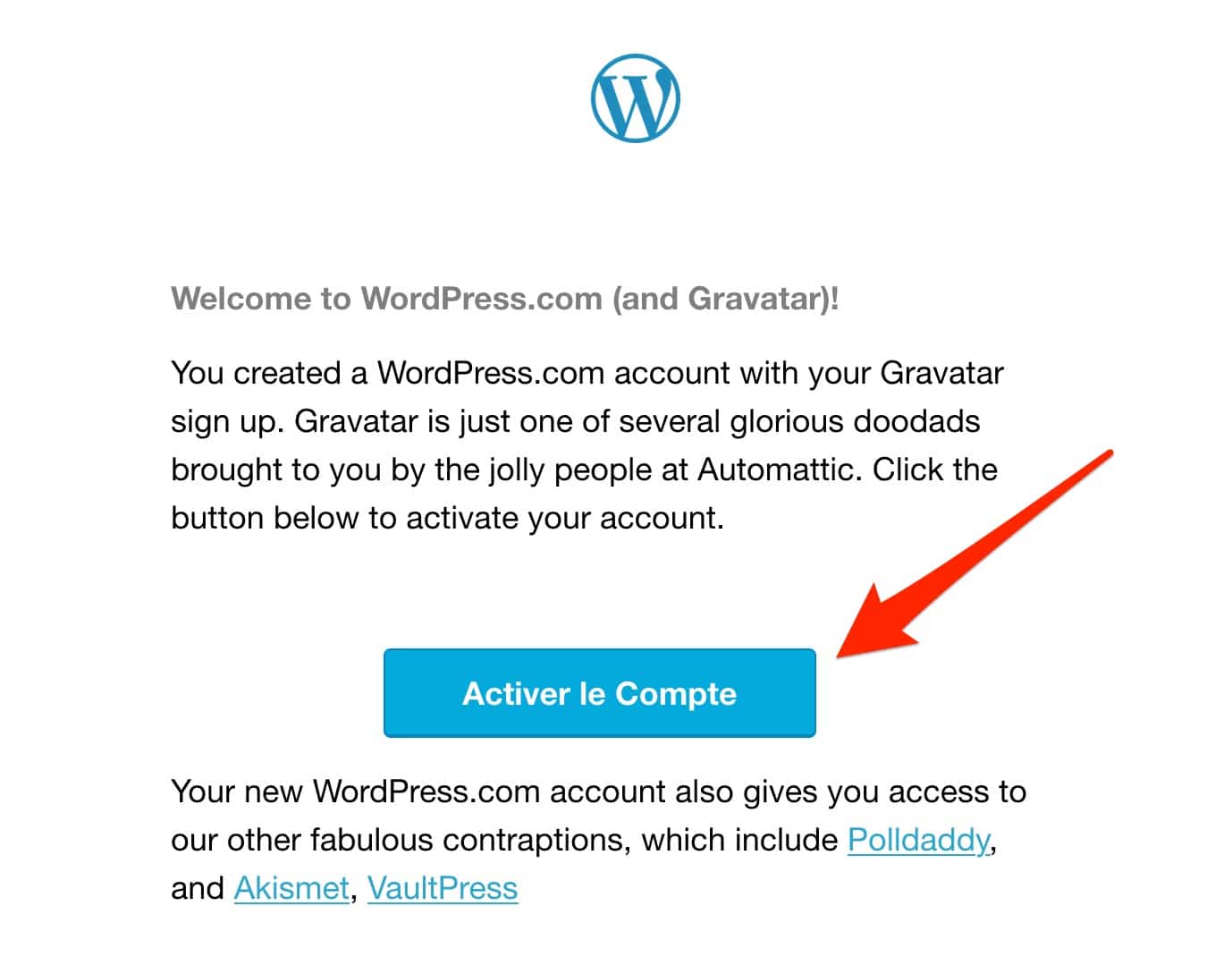 Activation du compte WordPress.com (et Gravatar).