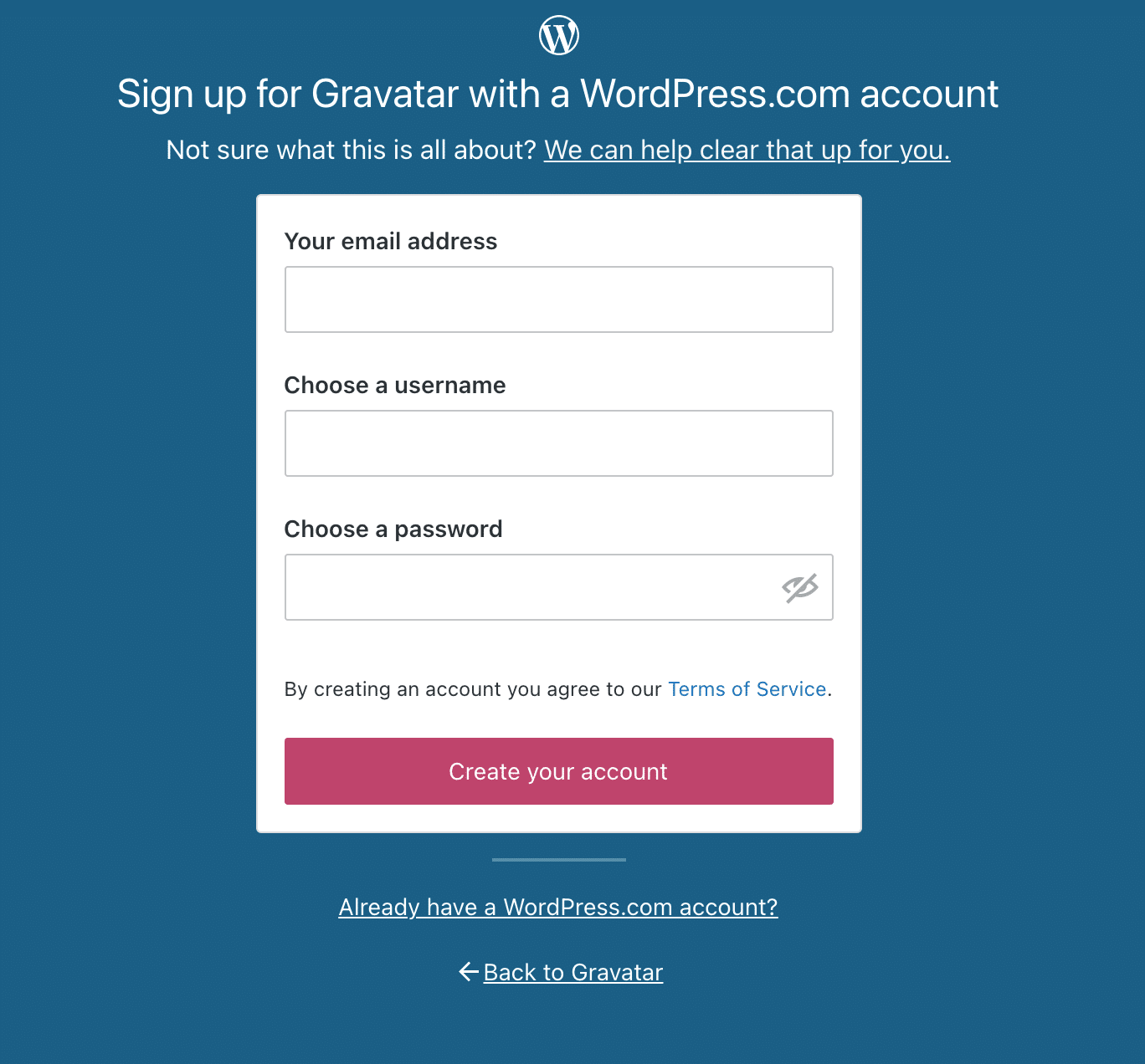 Sign up for Gravatar with a WordPress.com account.
