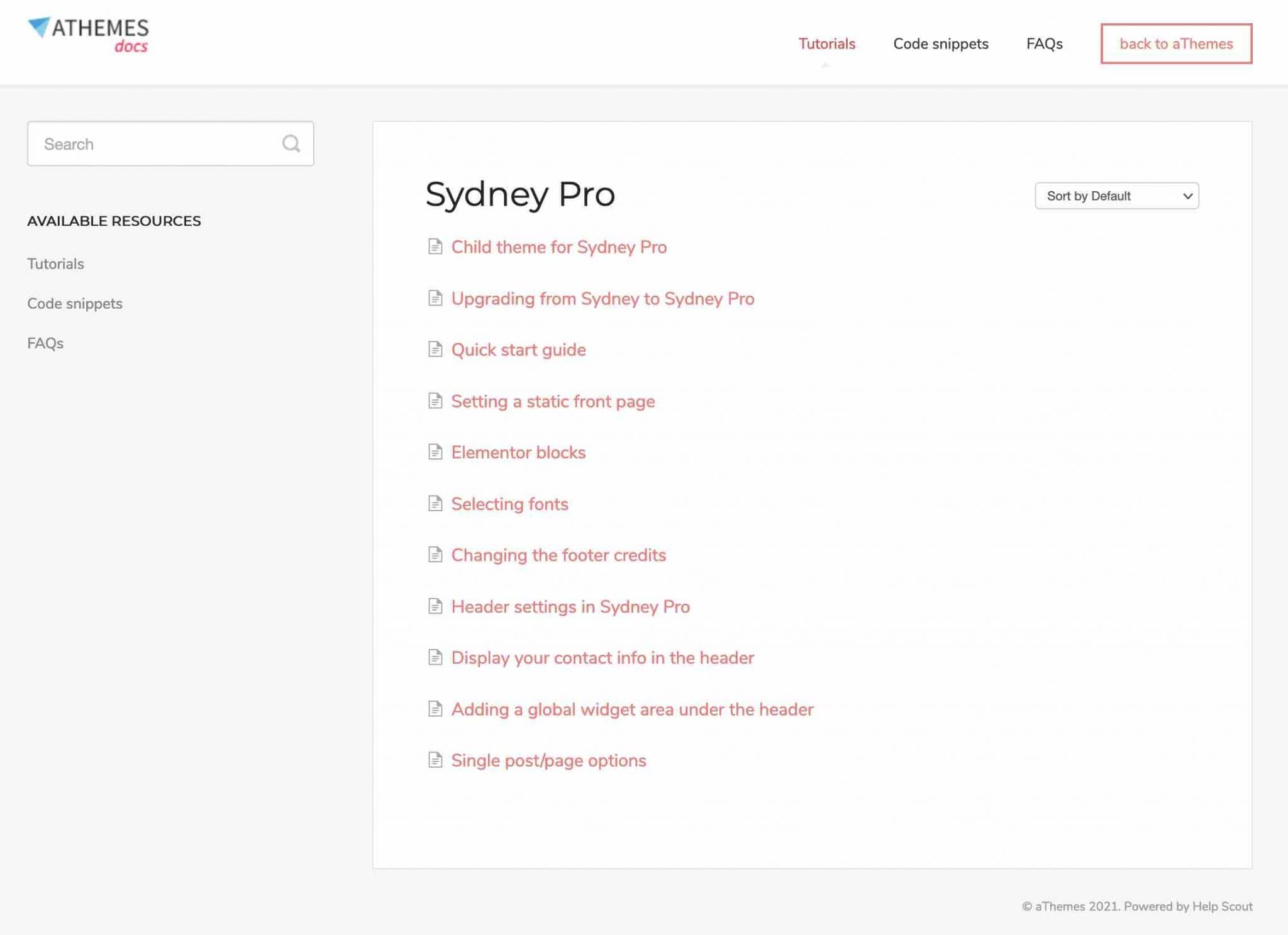 Sydney Pro theme documentation.