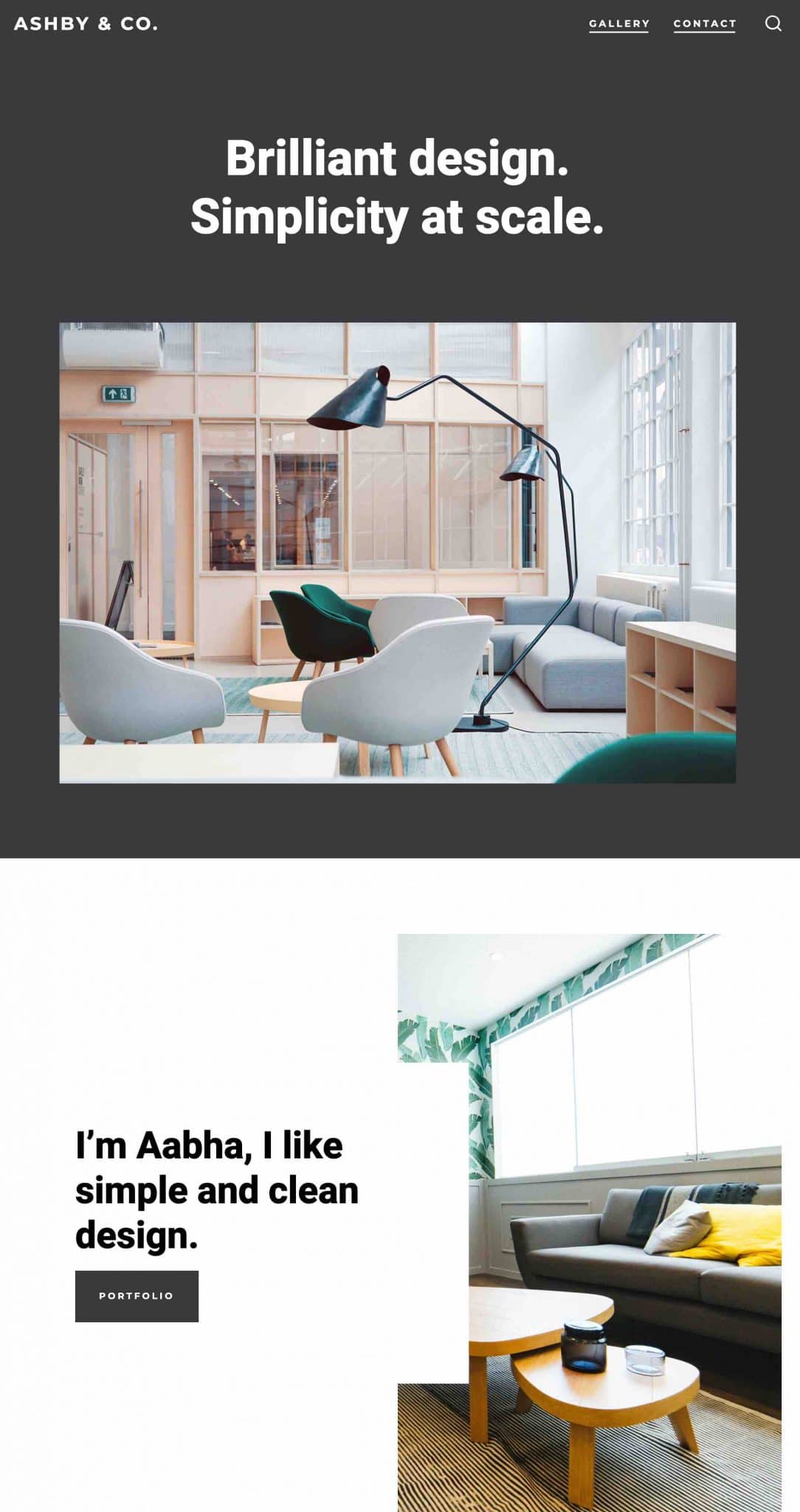 The top of the Ashby demo homepage.
