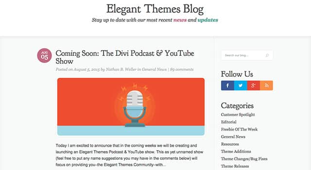 Elegant Themes' blog.