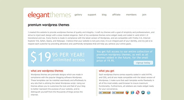 Elegant Themes first prices.