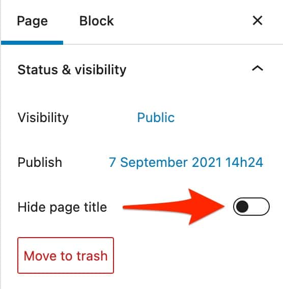Hide page title in the Go theme settings on WordPress.