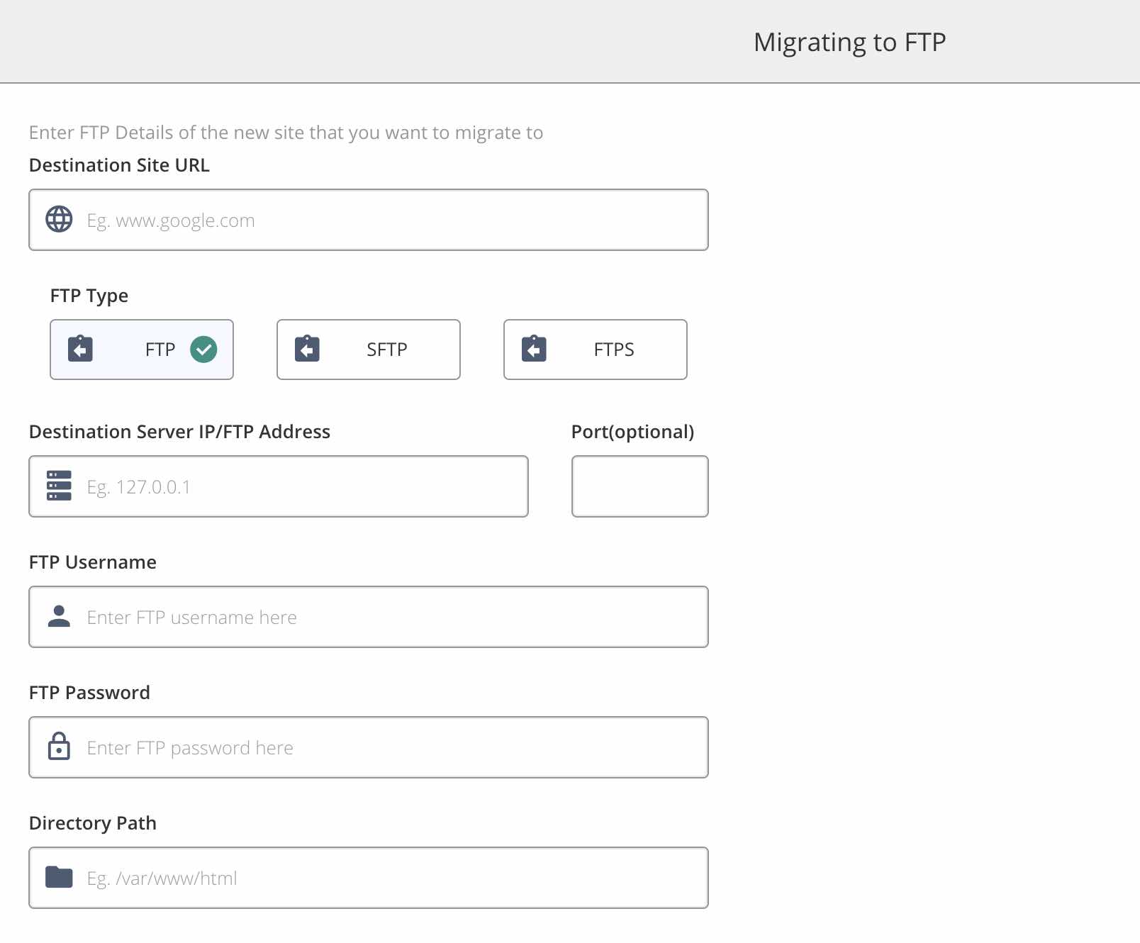 Migrate to FTP with the Migrate Guru migration plugin.