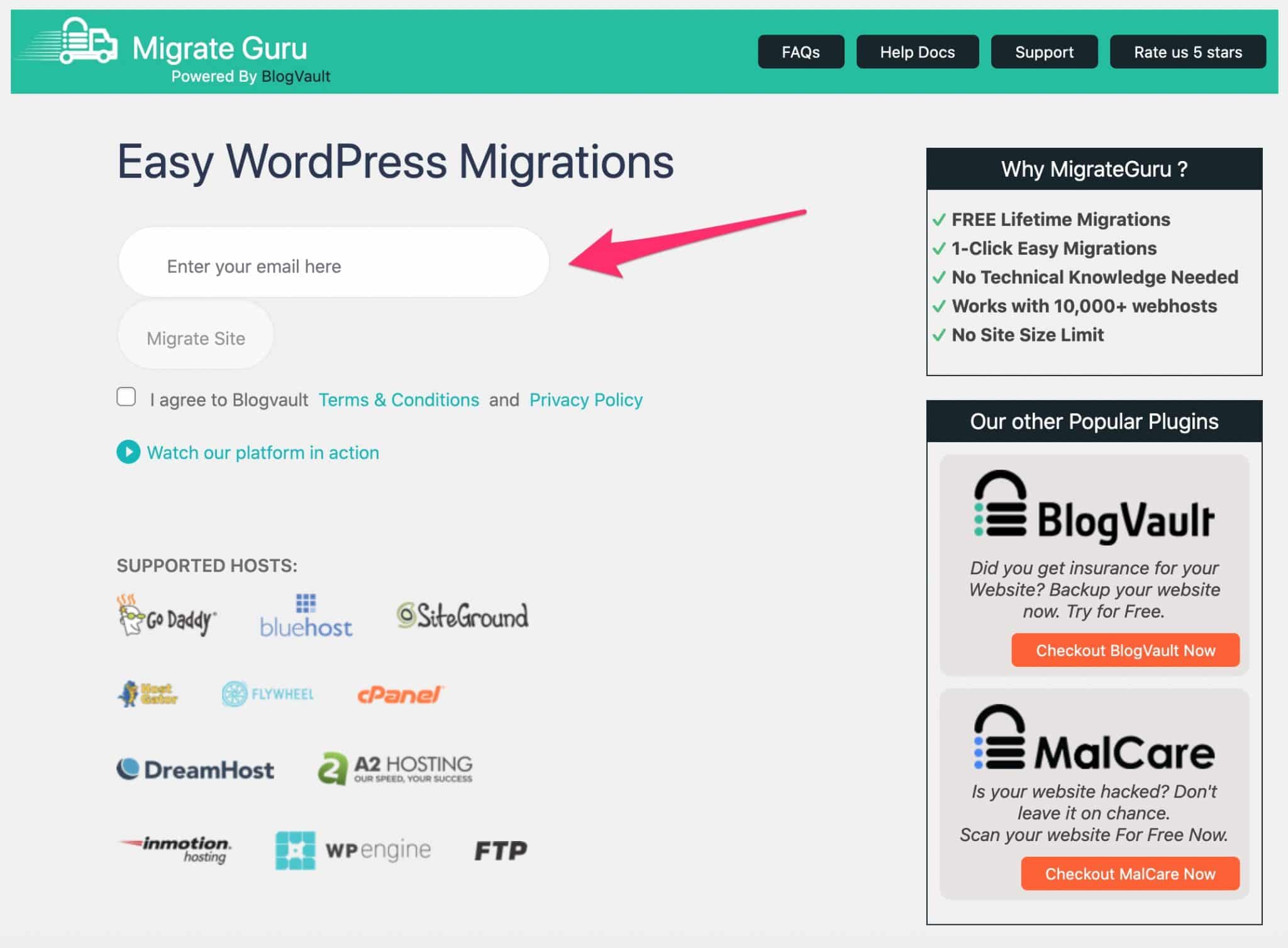 Migrate Guru mail, a migration WordPress plugin.