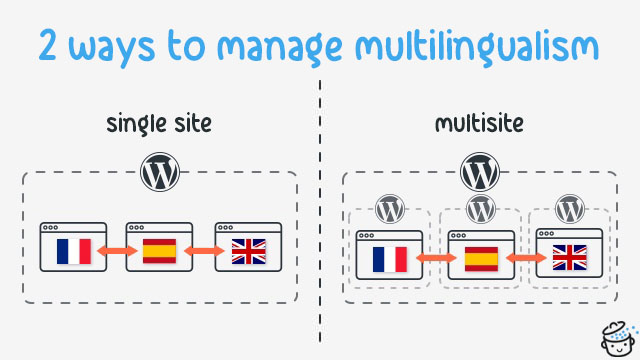Multilingual management by single-site or multi-site under WordPress.