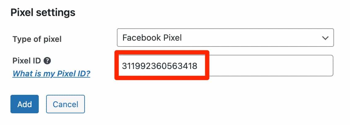 L'ajout de votre ID permet d'activer le pixel Facebook avec Pixel Cat en un clic.