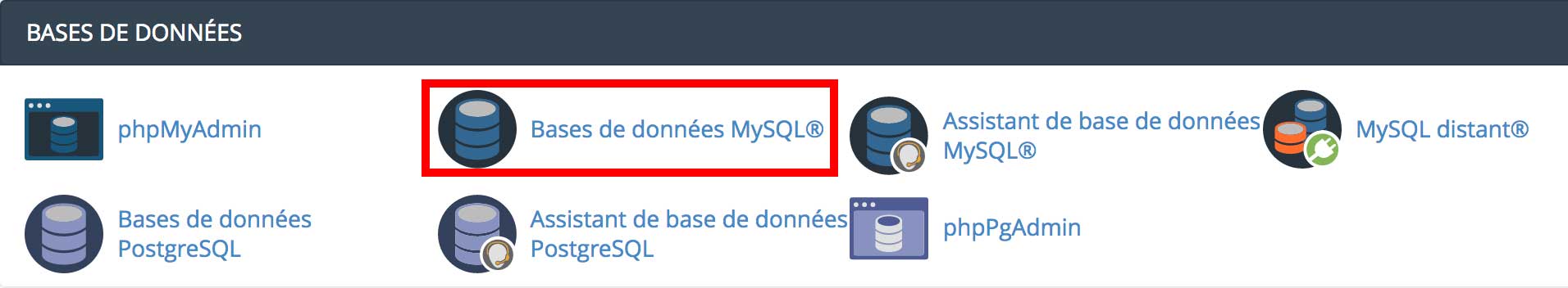 Les bases de données MySQL sur le cPanel.