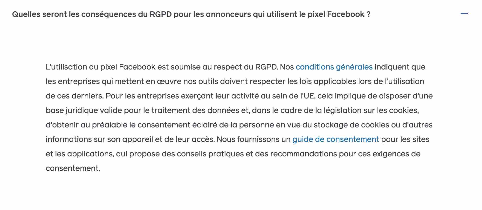 Conséquences du RGPD pour le pixel Facebook.