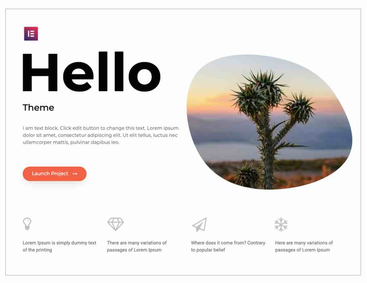 Elementor's Hello theme on the official WordPress repository.