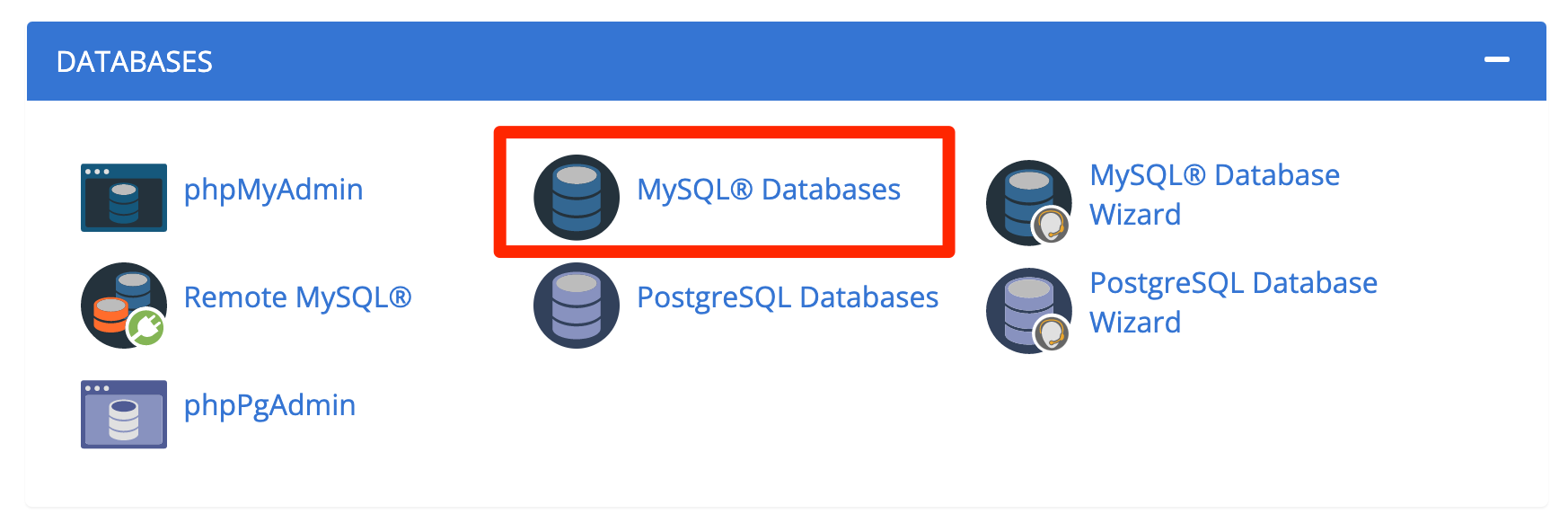 MySQL Databases on Bluehost's cPanel.