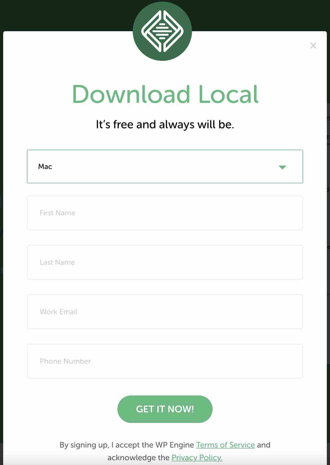 Download Local for free to install WordPress on your computer.