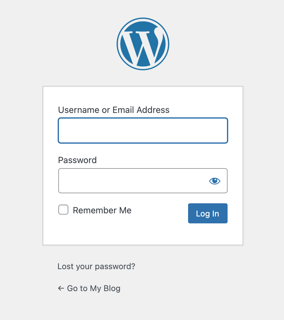 WordPress username and password to log in the administration.
