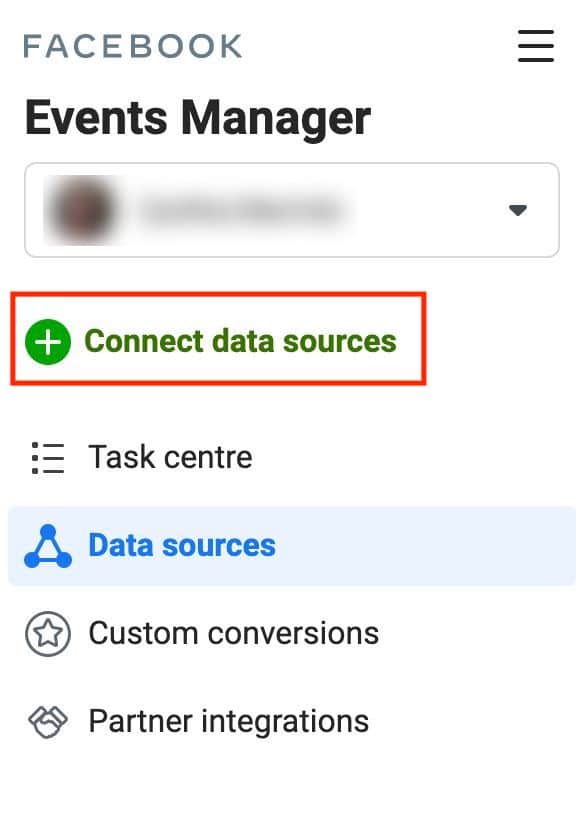 Facebook Events Manager Connect data sources for the Facebook pixel.