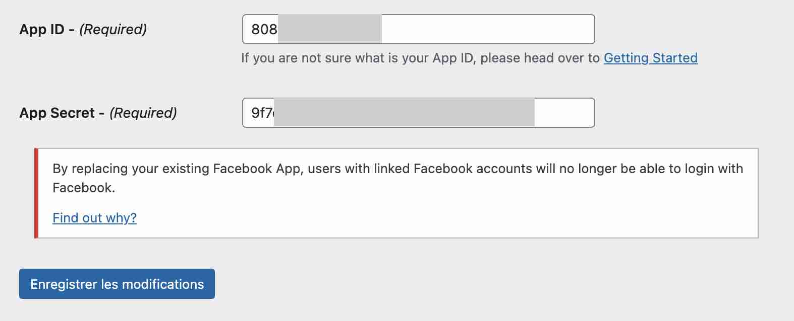 Nextend Social Login nécessite une app Facebook pour fonctionner.