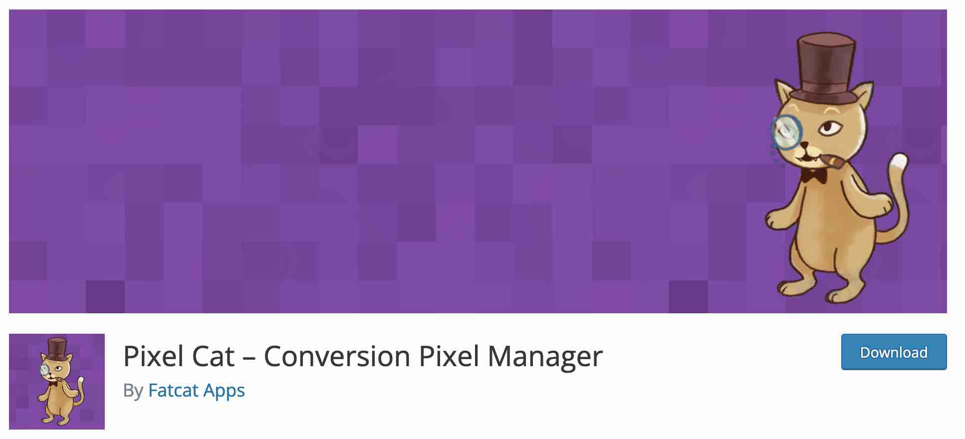 Pixel Cat plugin to download on the WordPress official directory.