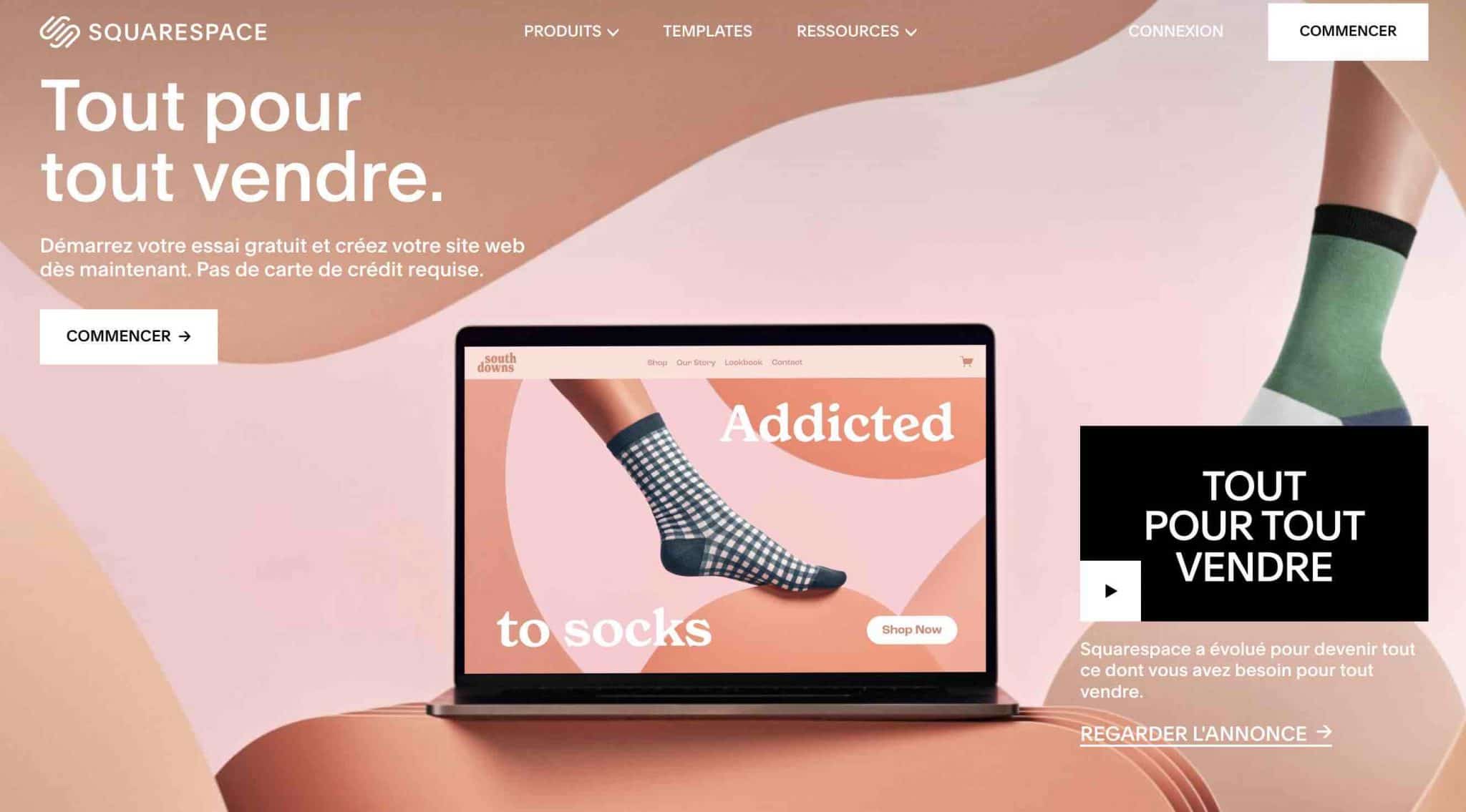Squarespace permet de créer un site vitrine et un site e-commerce.