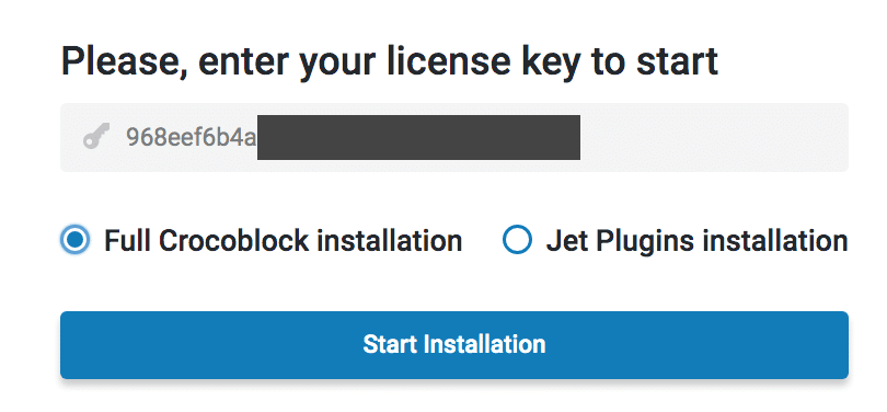 Enter your Crocoblock license key.