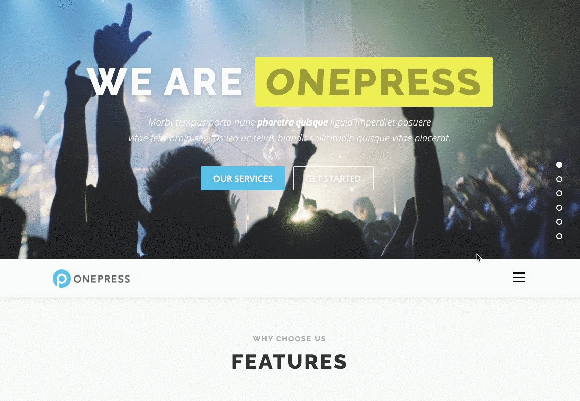 OnePress theme Oneify demo preview.