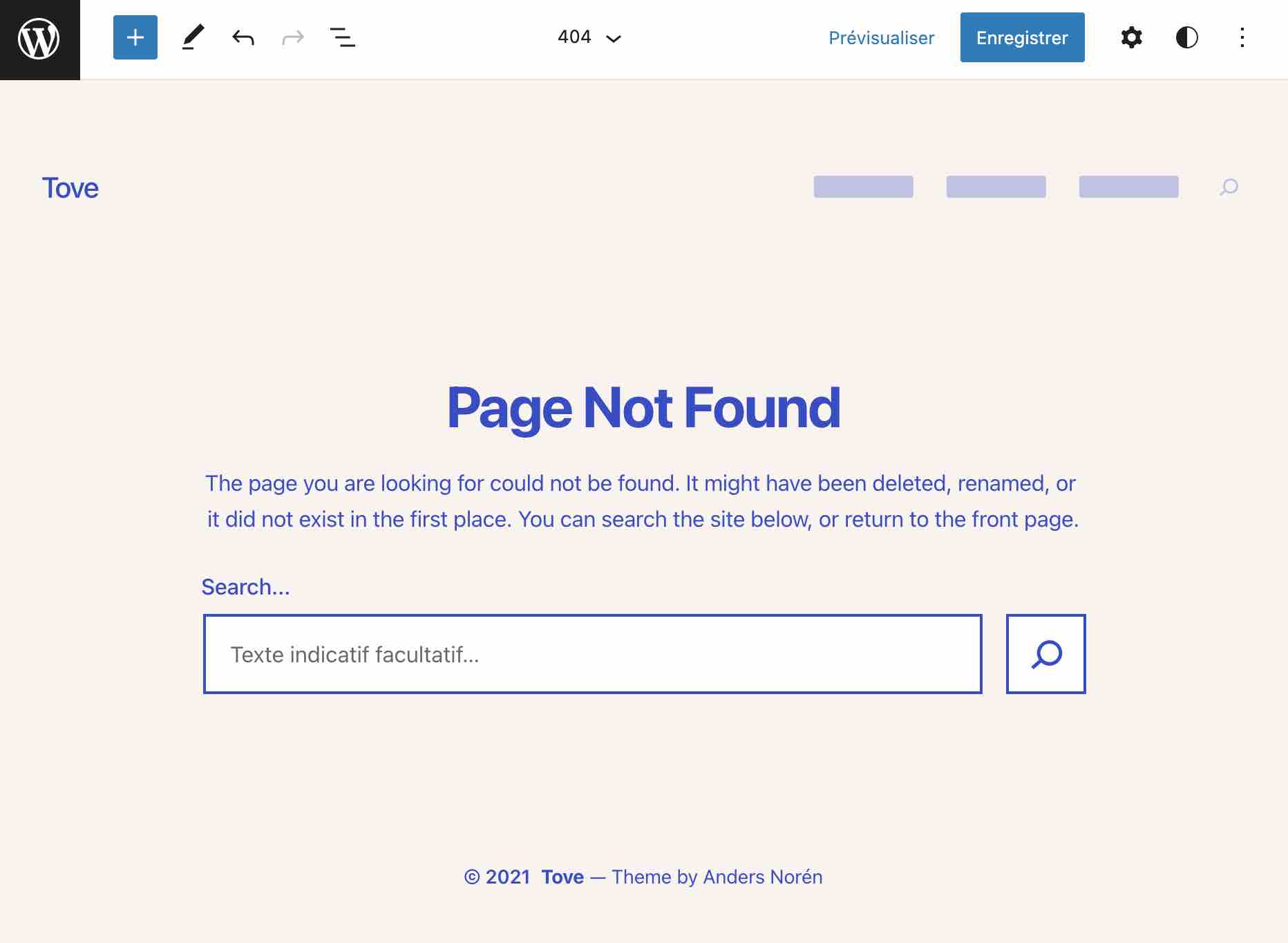 Le template de page 404 proposé par Tove.
