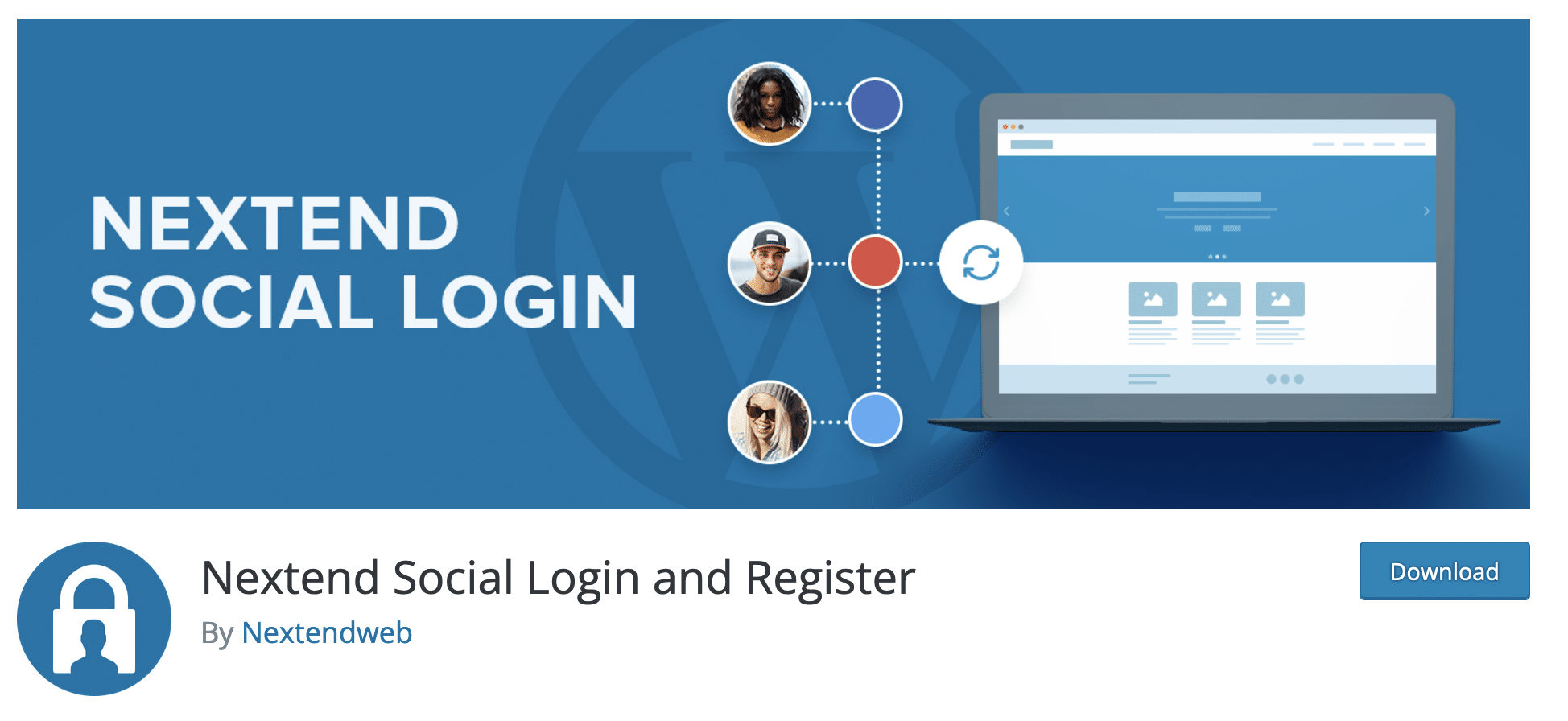 The Nextend Social Login and Register plugin to download on the official WordPress repository.