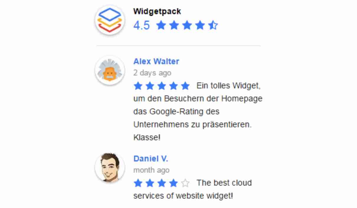 Display of Facebook reviews on WordPress.