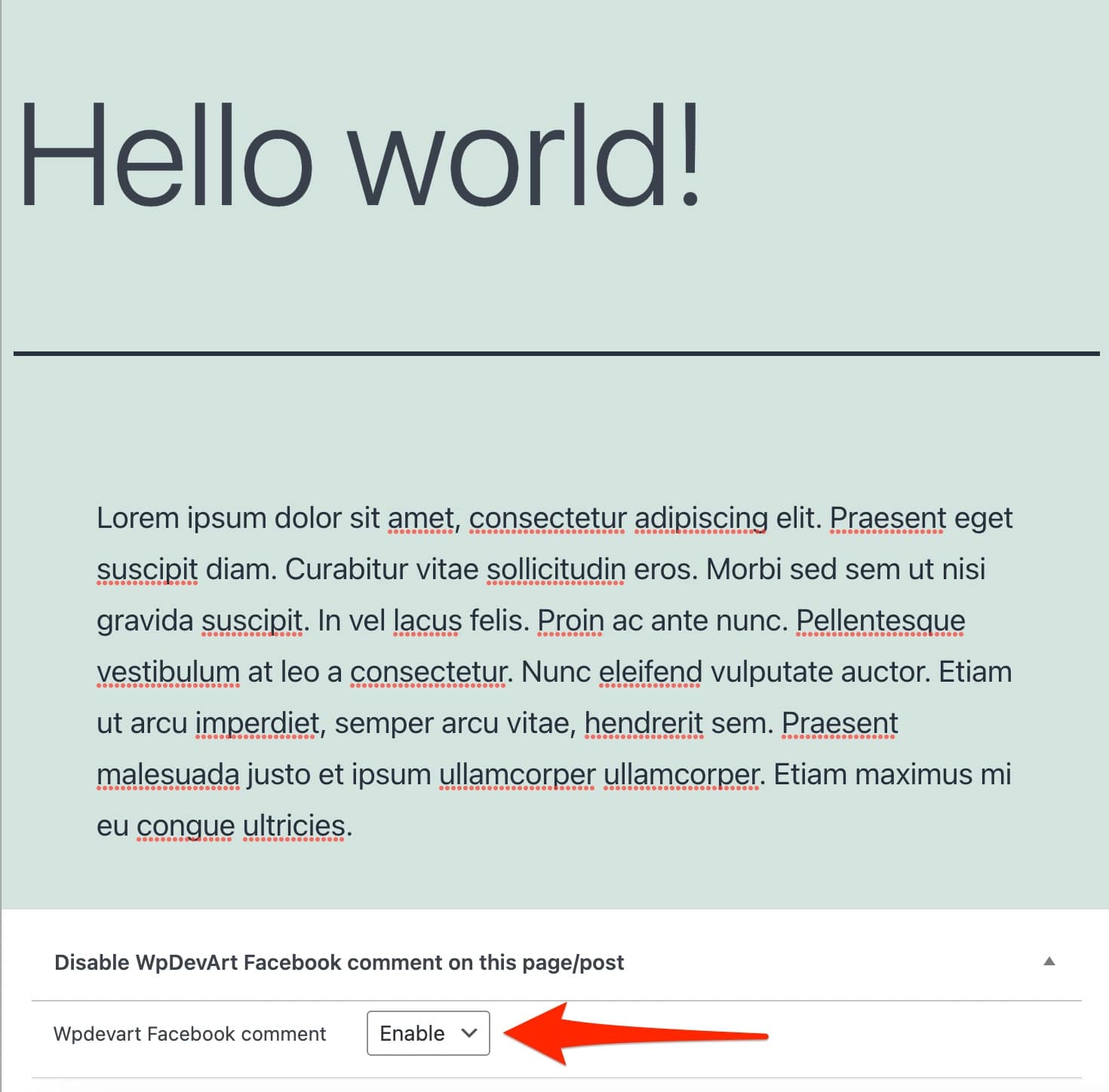 Enable or disable Wpdevart Facebook comment box on WordPress.