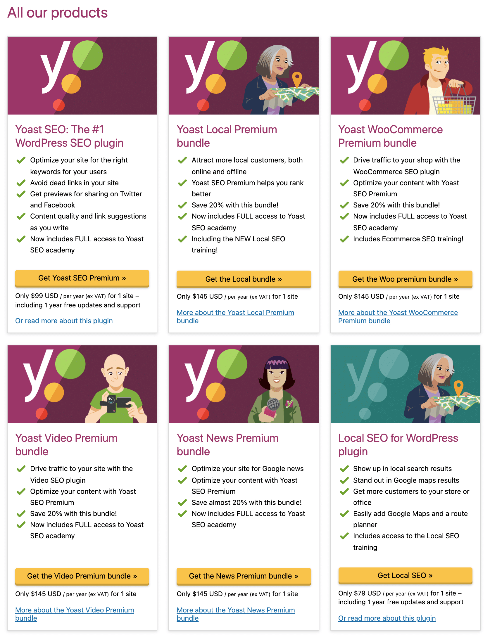 Yoast premium plugins as a bundle to save money.