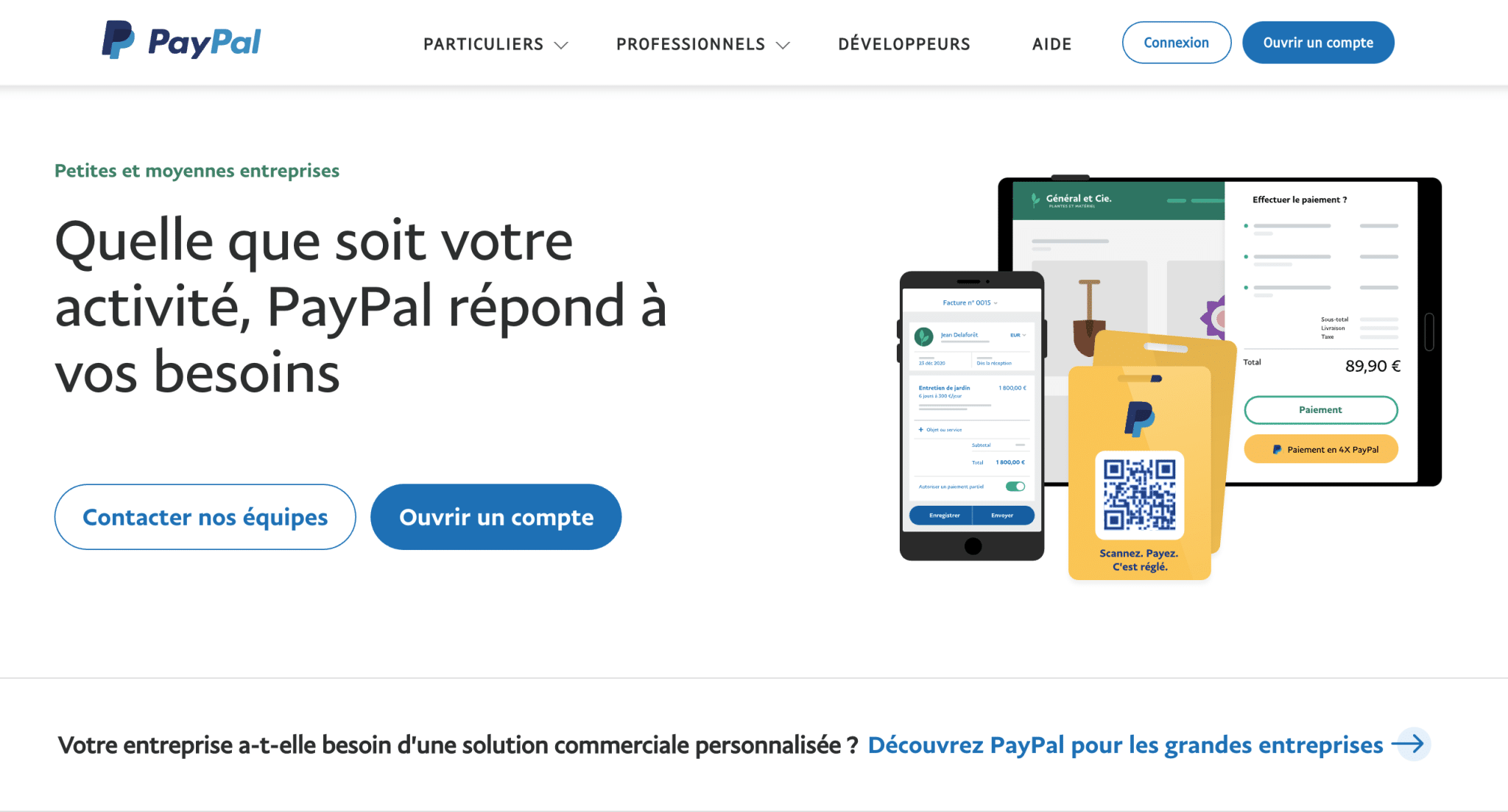 Page d'accueil du site PayPal.