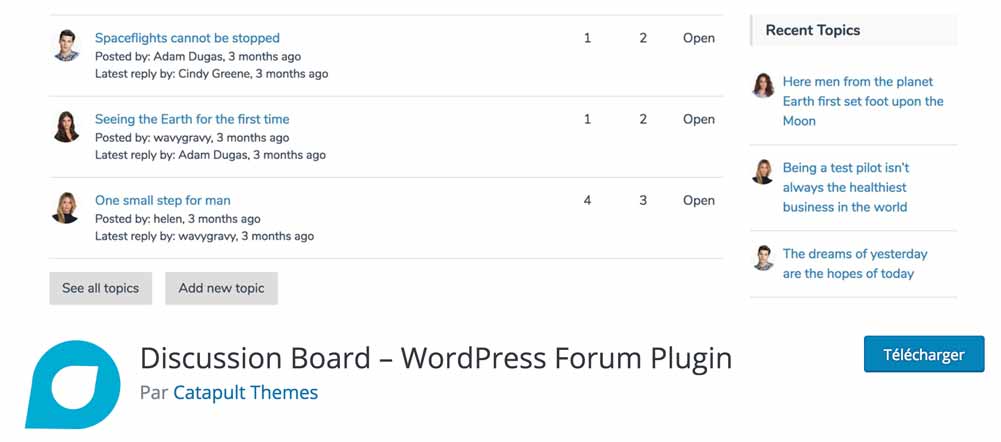 Discussion Board est une extension permettant de créer un forum WordPress.