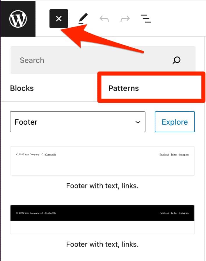 Block patterns in WordPress.