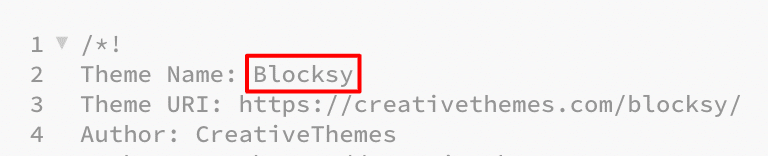 The name of the parent theme is declared in its style.css file.