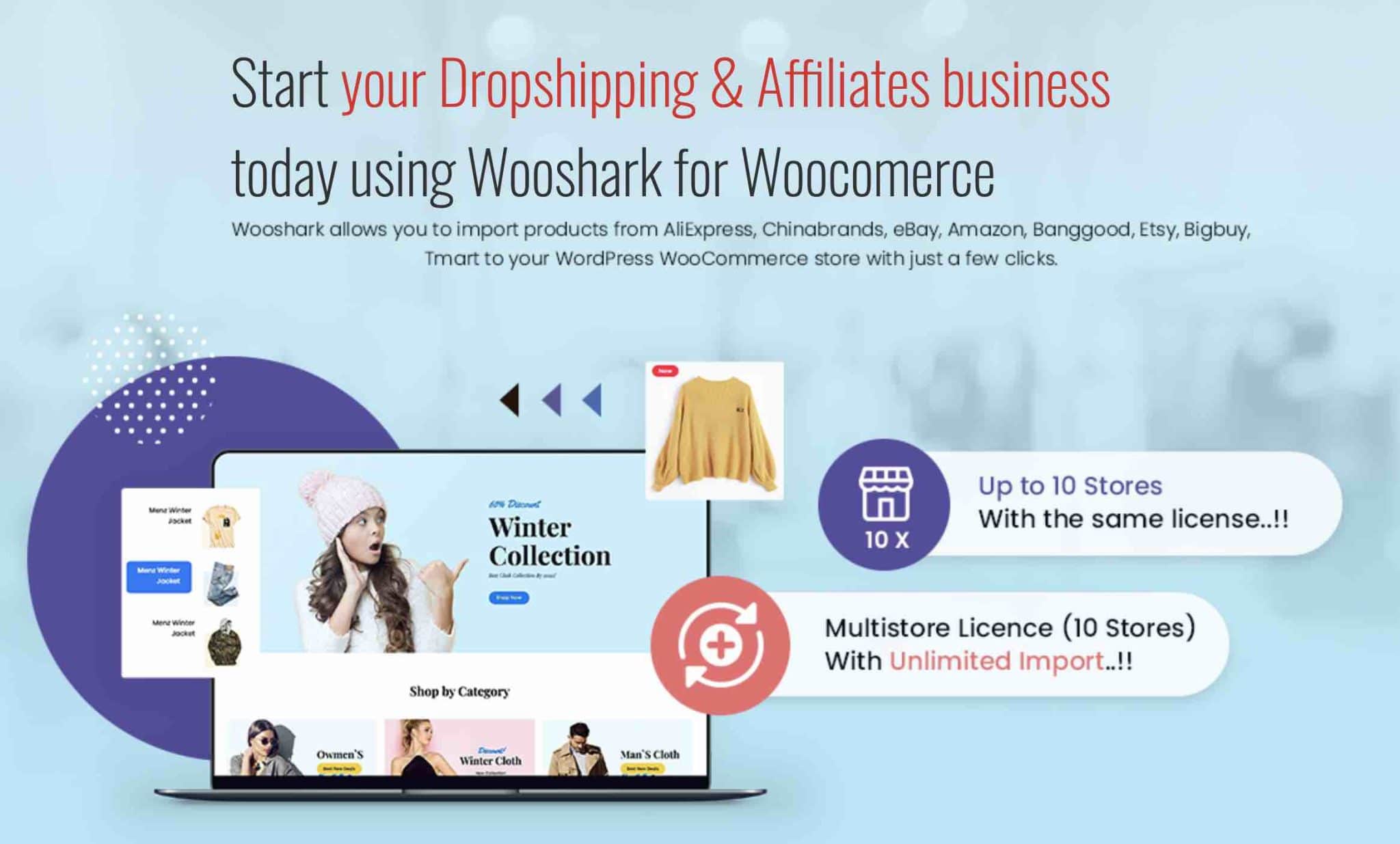 Wooshark is a WordPress dropshipping plugin that works with a Chrome extension.