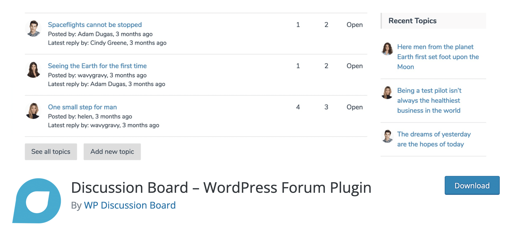 Discussion Board plugin download page.