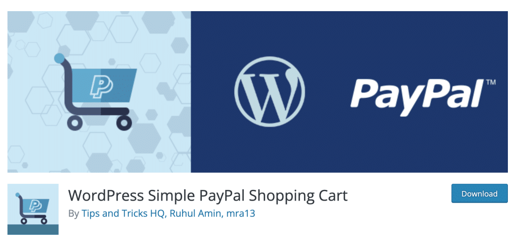 WordPress Simple PayPal Shopping Cart download page.