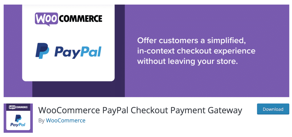WooCommerce PayPal Checkout Payment Gateway plugin download button.
