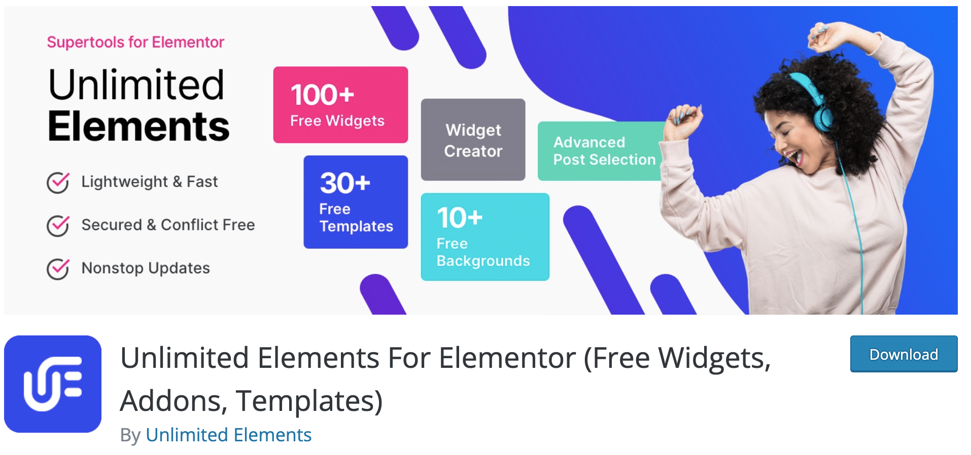 Unlimited Elements offers widgets, templates and addons for Elementor.